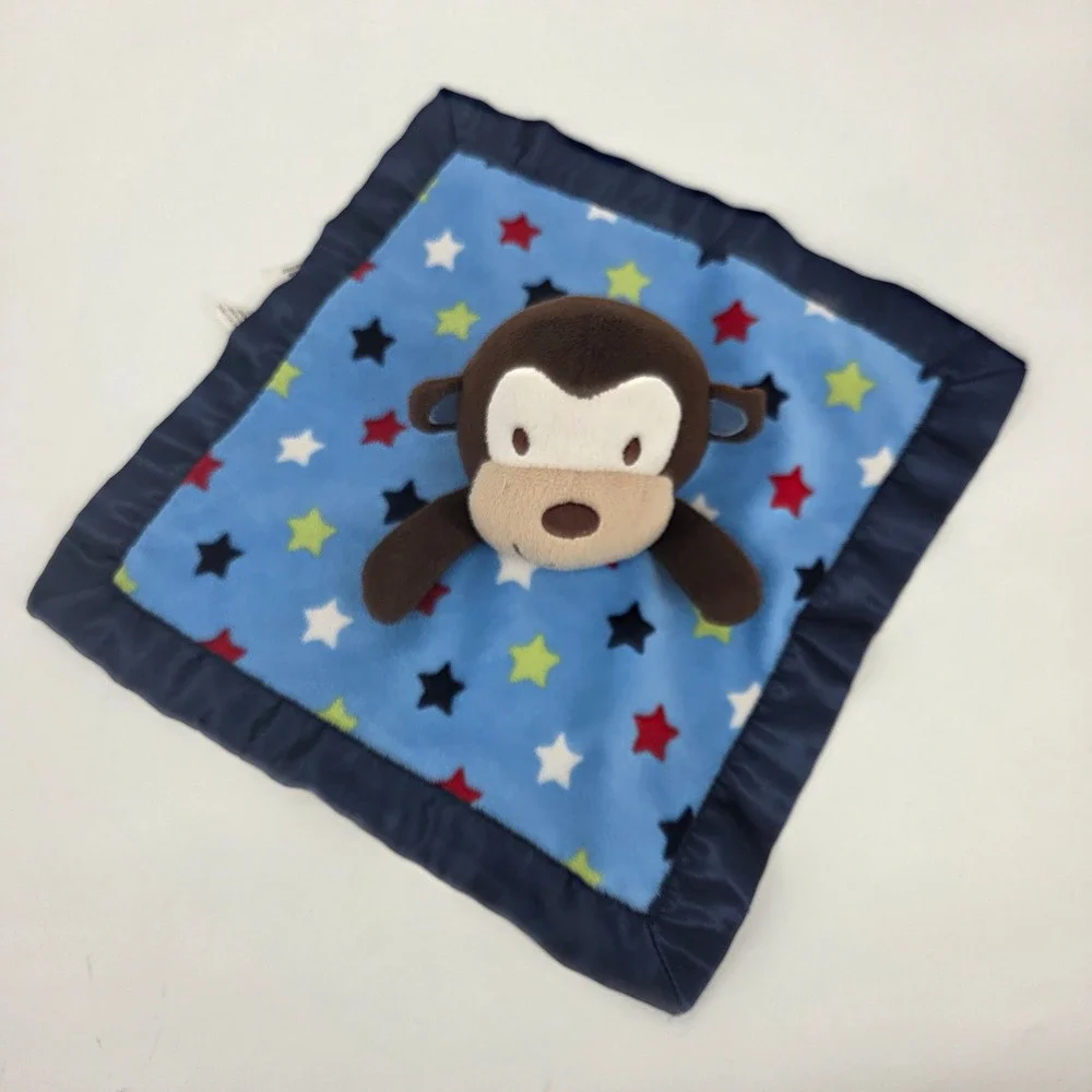 Garanimals Baby Security Blanket Monkey Blue Stars Plush Cuddle Buddy